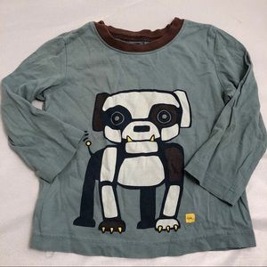 Tea Collection long sleeve brown and aqua dog graphic t-shirt